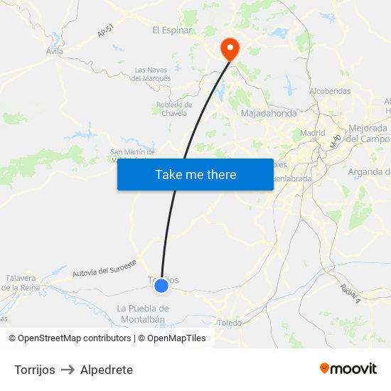 Torrijos to Alpedrete map