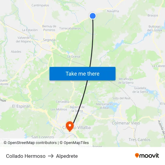Collado Hermoso to Alpedrete map