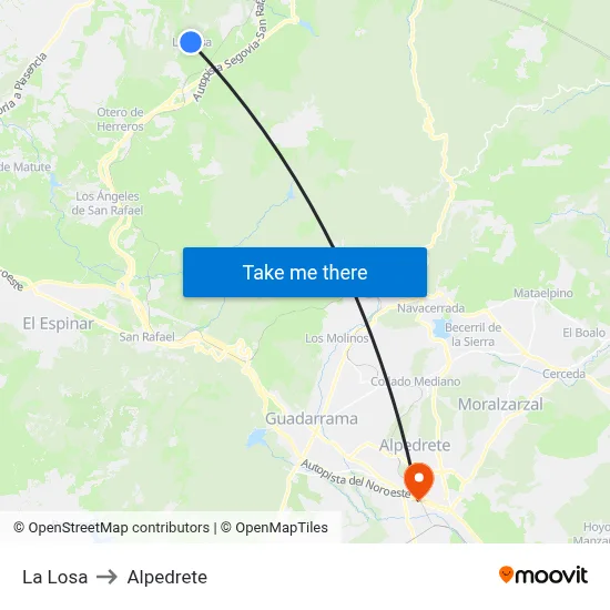 La Losa to Alpedrete map
