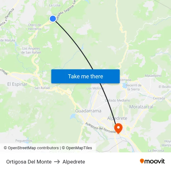 Ortigosa Del Monte to Alpedrete map