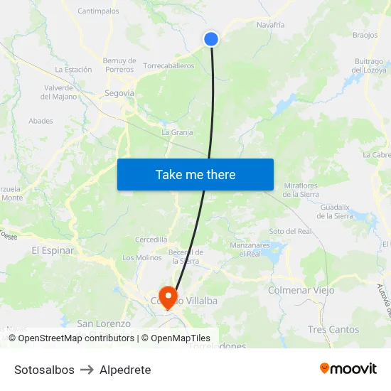 Sotosalbos to Alpedrete map