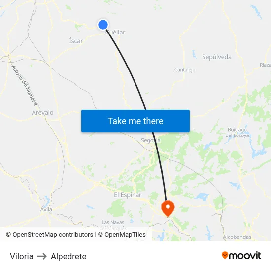 Viloria to Alpedrete map