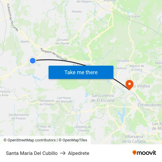 Santa María Del Cubillo to Alpedrete map