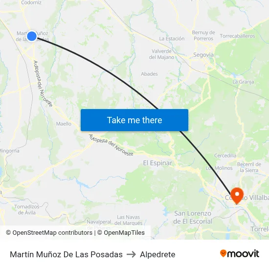 Martín Muñoz De Las Posadas to Alpedrete map