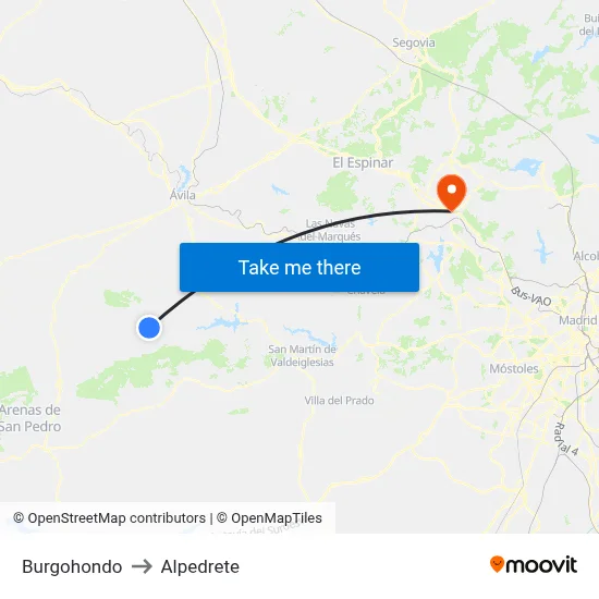 Burgohondo to Alpedrete map
