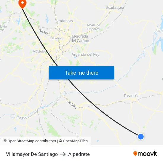 Villamayor De Santiago to Alpedrete map