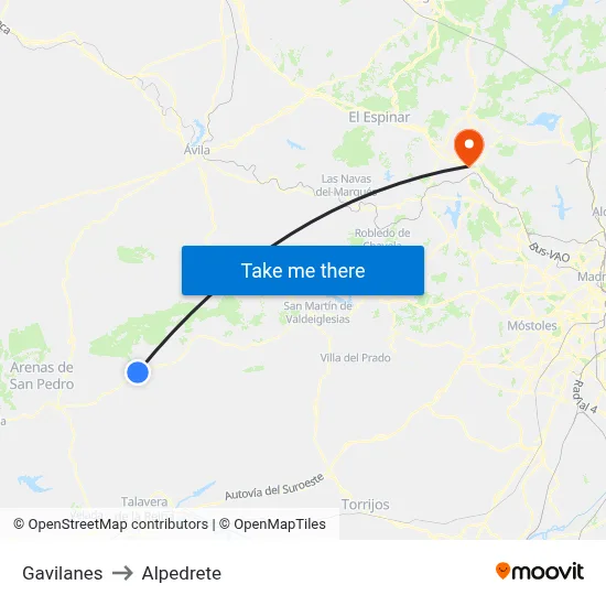 Gavilanes to Alpedrete map