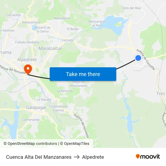 Cuenca Alta Del Manzanares to Alpedrete map