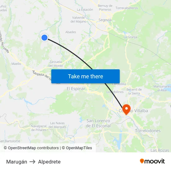 Marugán to Alpedrete map