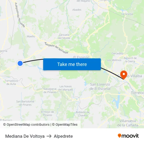 Mediana De Voltoya to Alpedrete map