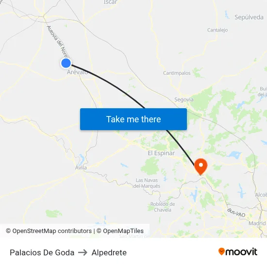 Palacios De Goda to Alpedrete map
