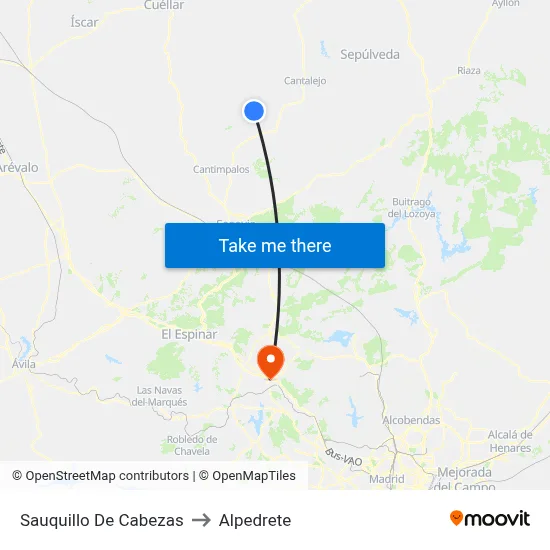 Sauquillo De Cabezas to Alpedrete map