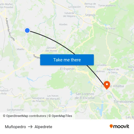 Muñopedro to Alpedrete map