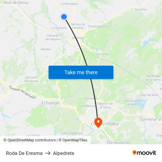 Roda De Eresma to Alpedrete map