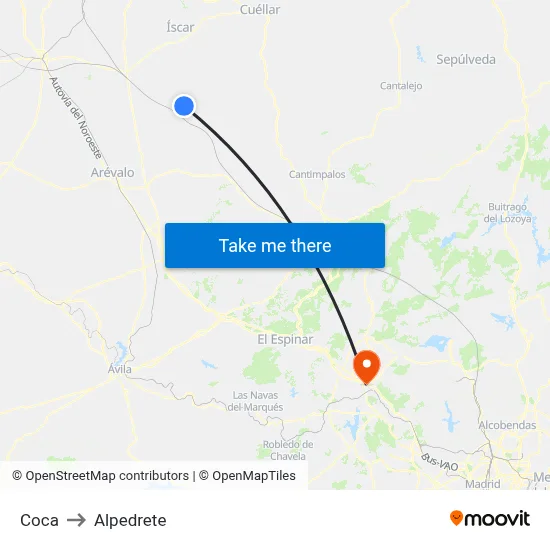 Coca to Alpedrete map
