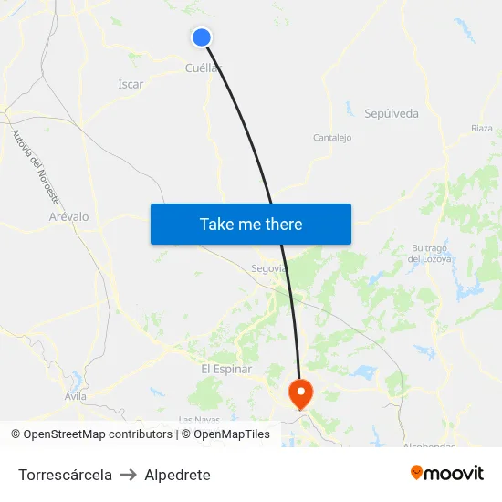 Torrescárcela to Alpedrete map