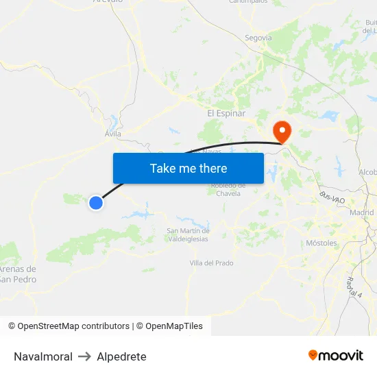 Navalmoral to Alpedrete map