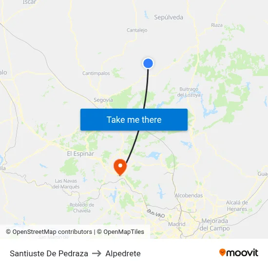 Santiuste De Pedraza to Alpedrete map