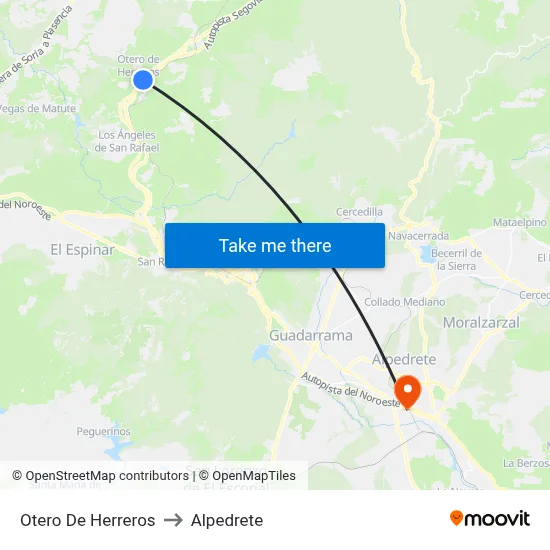 Otero De Herreros to Alpedrete map