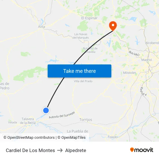 Cardiel De Los Montes to Alpedrete map