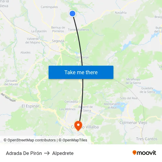 Adrada De Pirón to Alpedrete map