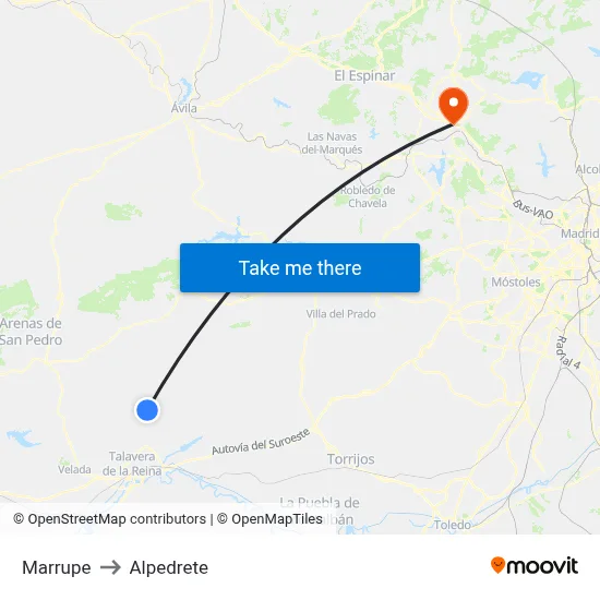 Marrupe to Alpedrete map