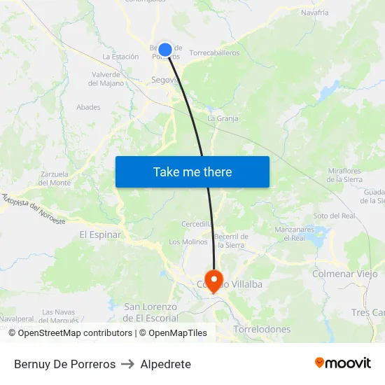 Bernuy De Porreros to Alpedrete map