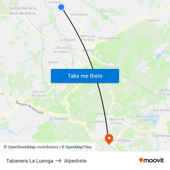 Tabanera La Luenga to Alpedrete map