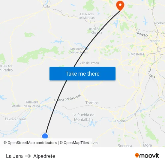 La Jara to Alpedrete map
