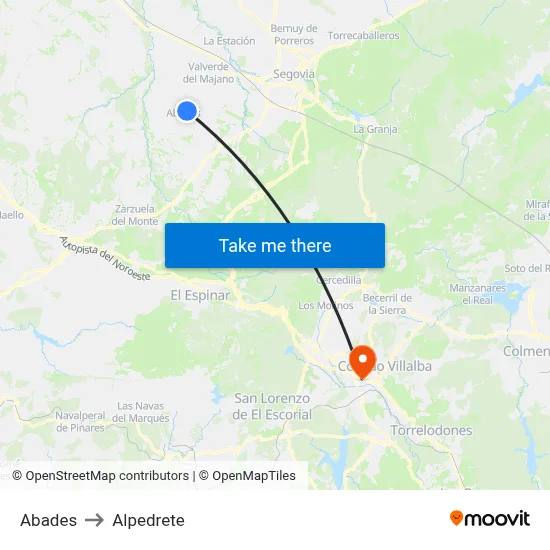 Abades to Alpedrete map