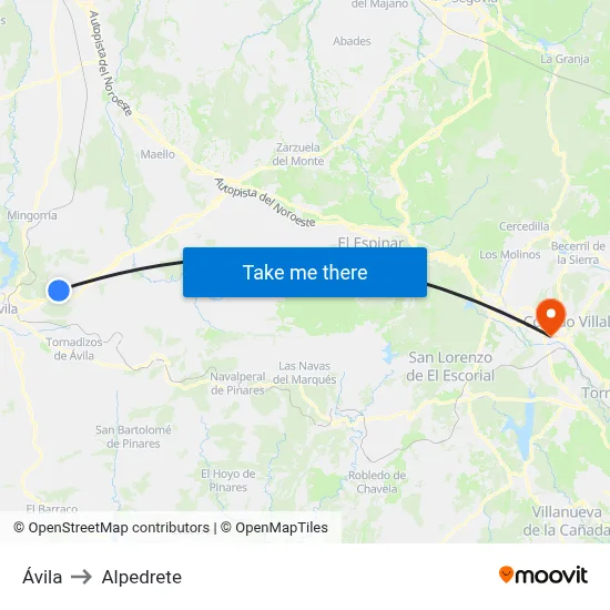 Ávila to Alpedrete map