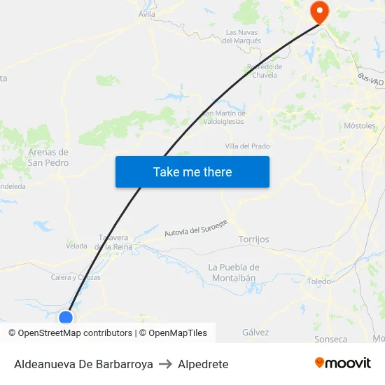 Aldeanueva De Barbarroya to Alpedrete map