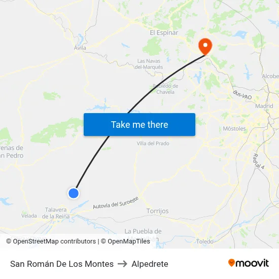 San Román De Los Montes to Alpedrete map