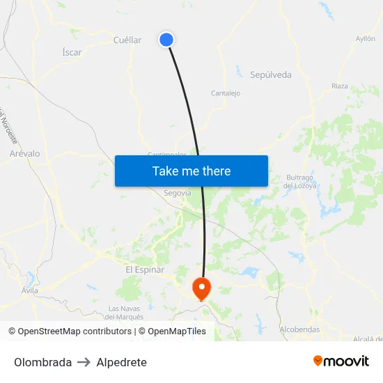 Olombrada to Alpedrete map