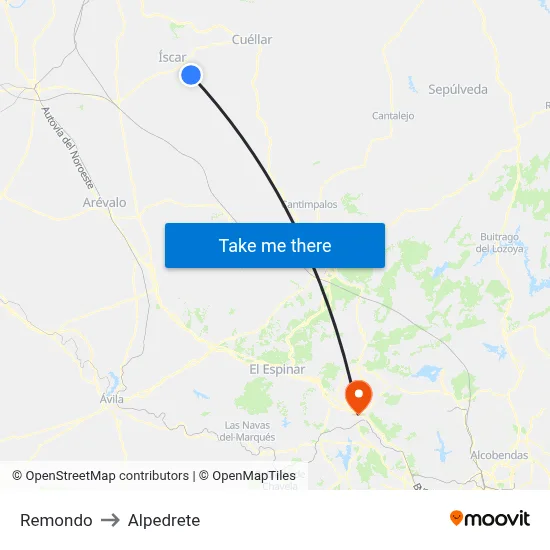 Remondo to Alpedrete map