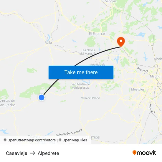 Casavieja to Alpedrete map