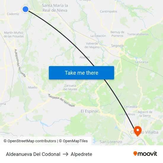 Aldeanueva Del Codonal to Alpedrete map