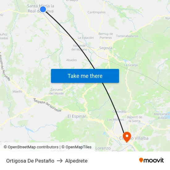 Ortigosa De Pestaño to Alpedrete map