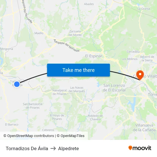 Tornadizos De Ávila to Alpedrete map