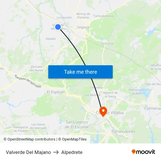 Valverde Del Majano to Alpedrete map