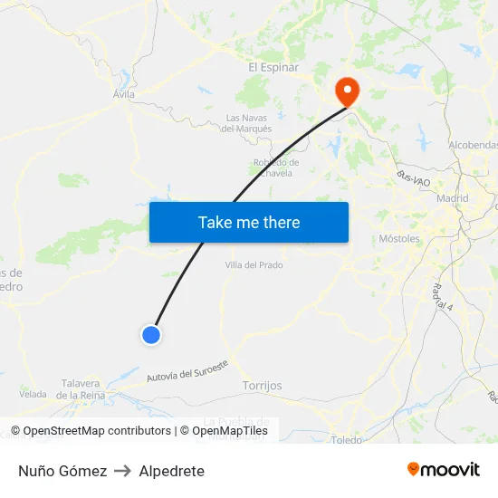 Nuño Gómez to Alpedrete map