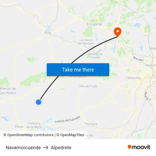Navamorcuende to Alpedrete map