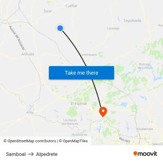 Samboal to Alpedrete map
