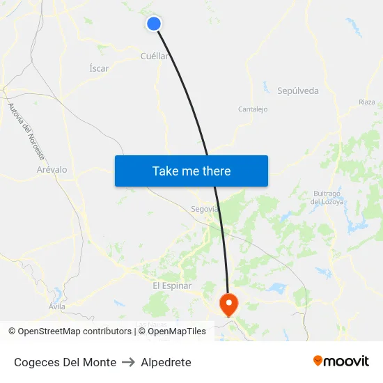 Cogeces Del Monte to Alpedrete map