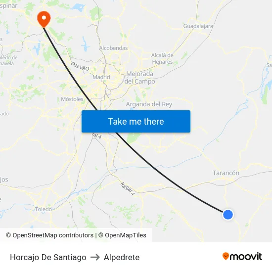 Horcajo De Santiago to Alpedrete map