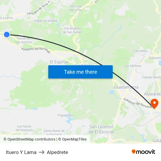 Ituero Y Lama to Alpedrete map