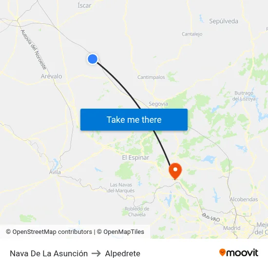 Nava De La Asunción to Alpedrete map