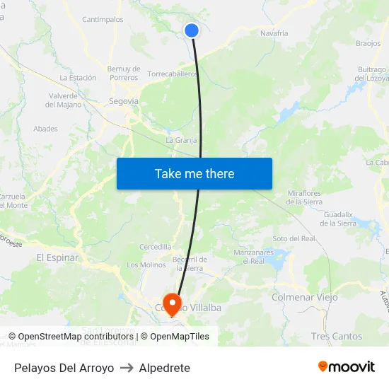 Pelayos Del Arroyo to Alpedrete map