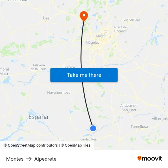 Montes to Alpedrete map