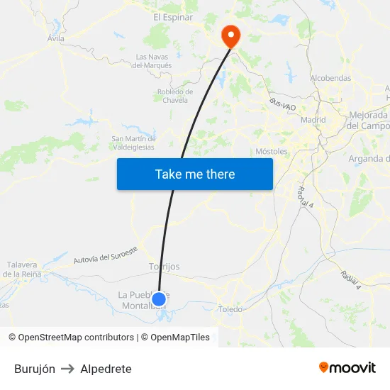 Burujón to Alpedrete map